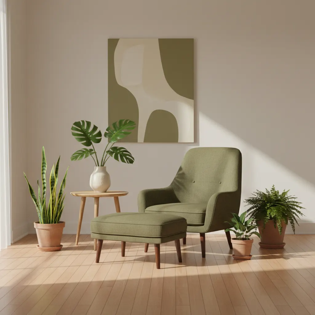 Lichte werkruimte met notitieboek, een plant en een glas water - rustige kantooromgeving